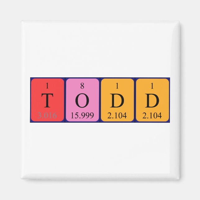 Todd periodic table name magnet (Front)
