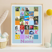 Toddler Alphabet Animal Poster Personalized
