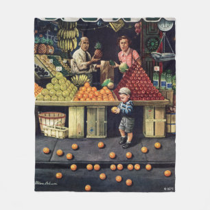 Toddler and Oranges Fleece Blanket