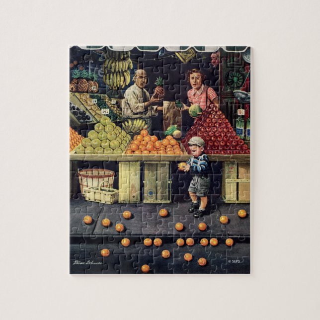Toddler and Oranges Jigsaw Puzzle (Vertical)