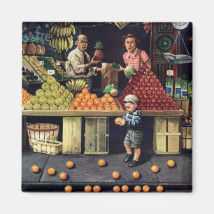 Toddler and Oranges Magnet