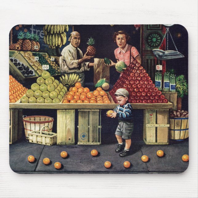 Toddler and Oranges Mouse Pad (Front)