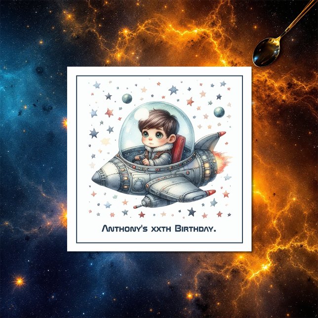 Toddler Astronaut Space themed Birthday Party Napkin (Toddler Astronaut Space themed Birthday Party Napkins)