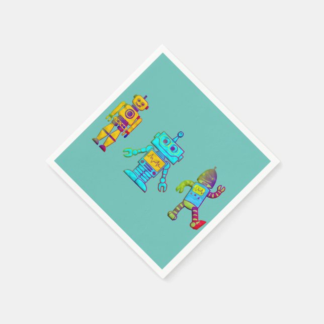 Toddler Birthday Robot Design Napkin (Corner)