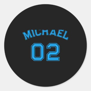 Toddler Boy Blue Name Jersey Number Srts Cotton To Classic Round Sticker