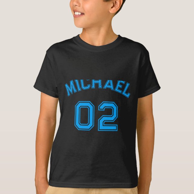Toddler Boy Blue Name Jersey Number Srts Cotton To T-Shirt (Front)