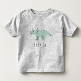 Toddler Boy Doodle Triceratops Dinosaur with Name Toddler T-shirt