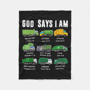 Toddler Boy God Says I Am Garbage Truck Jesus Brot Fleece Blanket