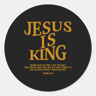 Toddler Boy Jesus Is King White Christian God Son Classic Round Sticker