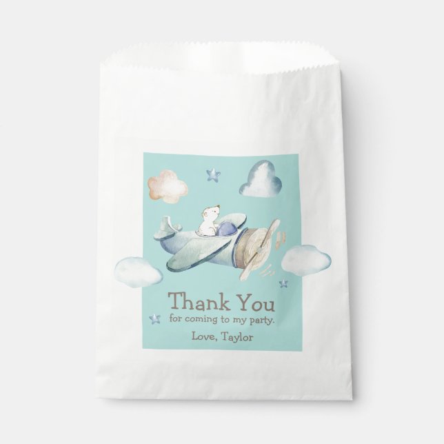 Toddler Boy's Aviation Theme Birthday Thank You Favour Bag (Front)
