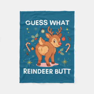 Toddler Christmas Ugly Sweater Guess What Reindeer Fleece Blanket