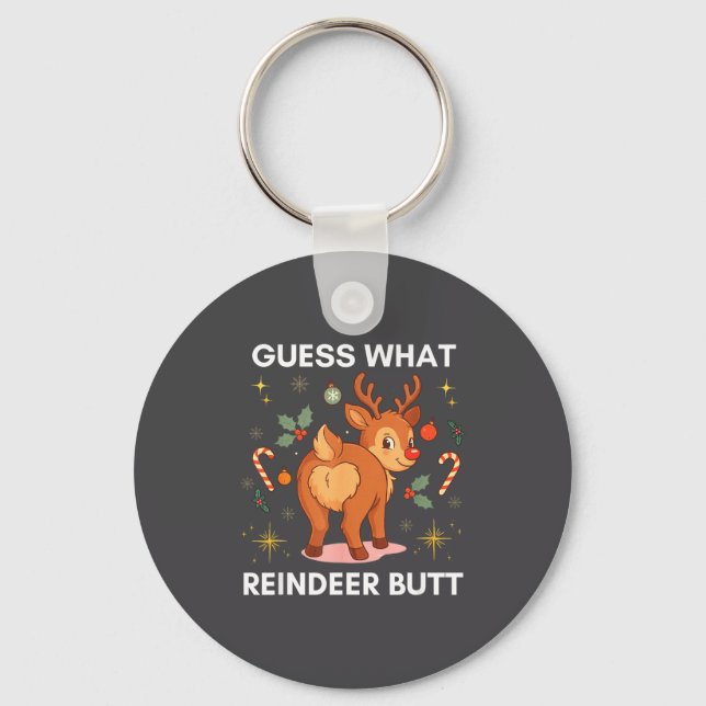 Toddler Christmas Ugly Sweater Guess What Reindeer Keychain (Front)