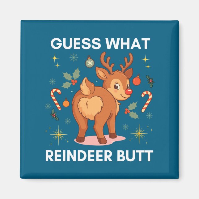 Toddler Christmas Ugly Sweater Guess What Reindeer Magnet (Front)