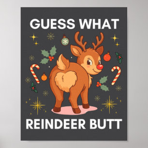 Toddler Christmas Ugly Sweater Guess What Reindeer Poster