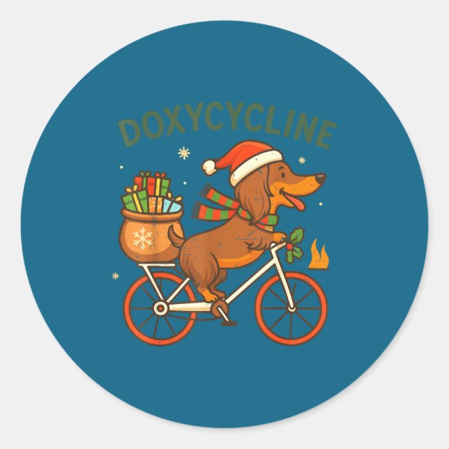 Toddler Doxycycline Long Hair Dachshund Christmas  Classic Round Sticker (Front)