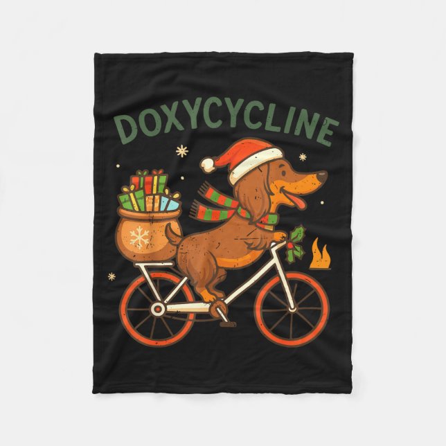 Toddler Doxycycline Long Hair Dachshund Christmas  Fleece Blanket (Front)