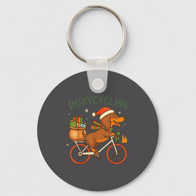 Toddler Doxycycline Long Hair Dachshund Christmas  Keychain (Front)