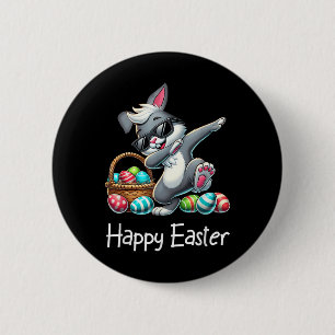 Toddler Easter Shirt Boys Girls Rabbit Dabbing Bun 2 Inch Round Button