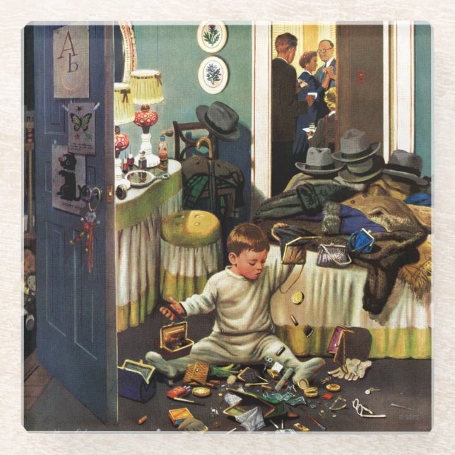 Toddler Empties Purses Glass Coaster (Front)