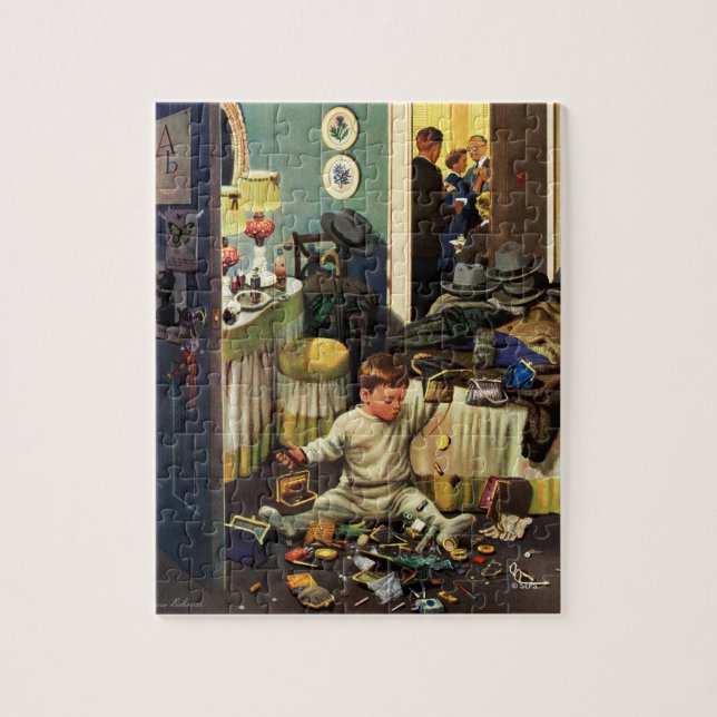 Toddler Empties Purses Jigsaw Puzzle (Vertical)