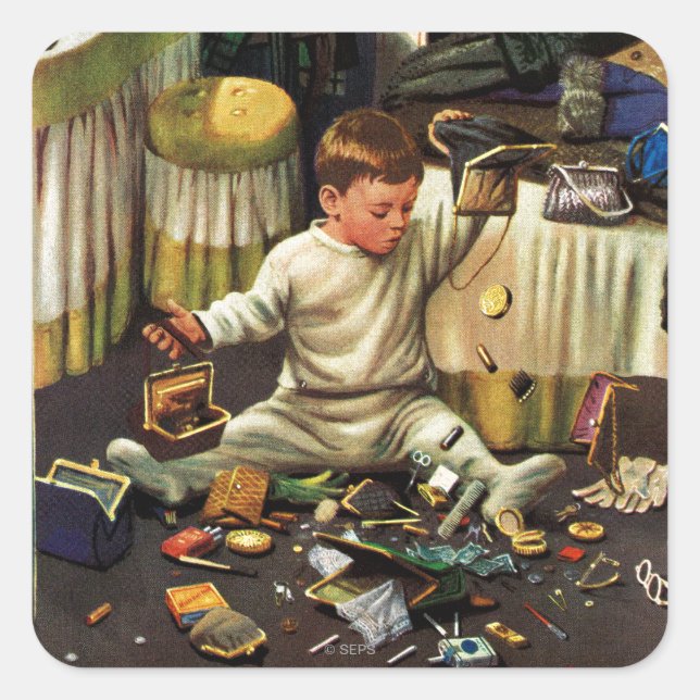 Toddler Empties Purses Square Sticker (Front)