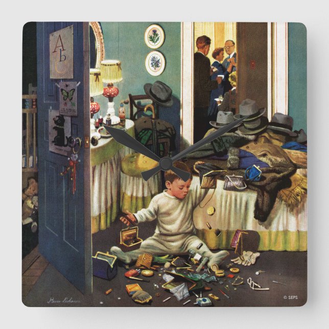 Toddler Empties Purses Square Wall Clock (Front)