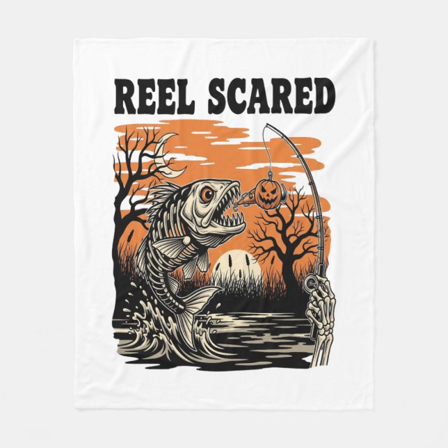 Toddler Fishing Halloween Fleece Blanket (Front)