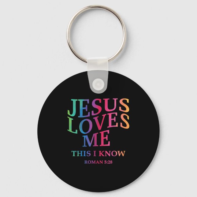 Toddler Girl Jesus Loves Me This I Know Christian  Keychain (Front)