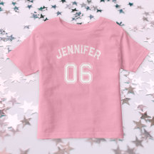 Toddler Girl Name Jersey Number Sports Pink Cotton