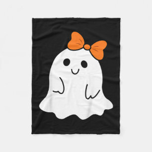 Toddler Halloween Ghost With A Bow Girls Halloween Fleece Blanket