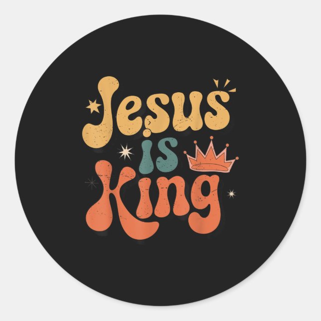 Toddler Jesus Is King Christian Kid Boy Good God S Classic Round Sticker (Front)