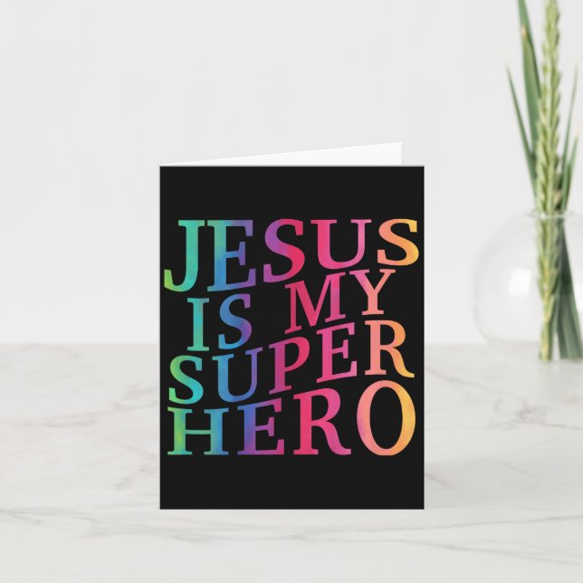 Toddler Jesus Is My Superhero Christian God Son Br Card (Front)
