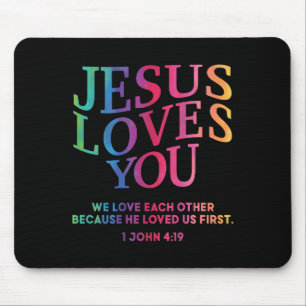 Toddler Jesus Loves You White Christian God Son Si Mouse Pad
