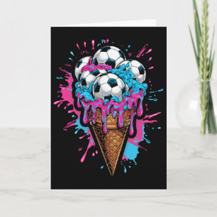 Toddler Kids Ice Cream Soccer Watercolor Art Sport Card