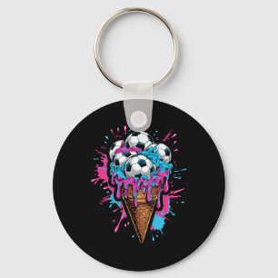 Toddler Kids Ice Cream Soccer Watercolor Art Sport Keychain