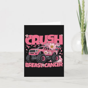 Toddler Monster Truck Crush Breast Cancer Awarenes Card