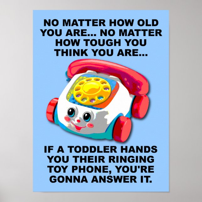 Toddler Phone Funny Poster Signe (Devant)
