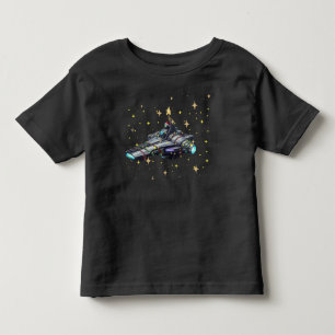 Toddler Spacecraft  i3 atlas Gold Stars Black  T-shirt