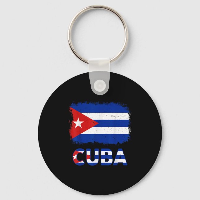 Toddler White Cuban La Cubanita Cuba Flag Hispanic Keychain (Front)