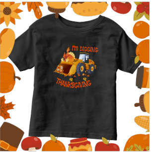 Toddlers Tractor Turkey I'm Digging Thanksgiving Toddler T-shirt