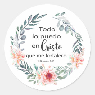 Todo lo puedo en cristo que me fortalece classic round sticker