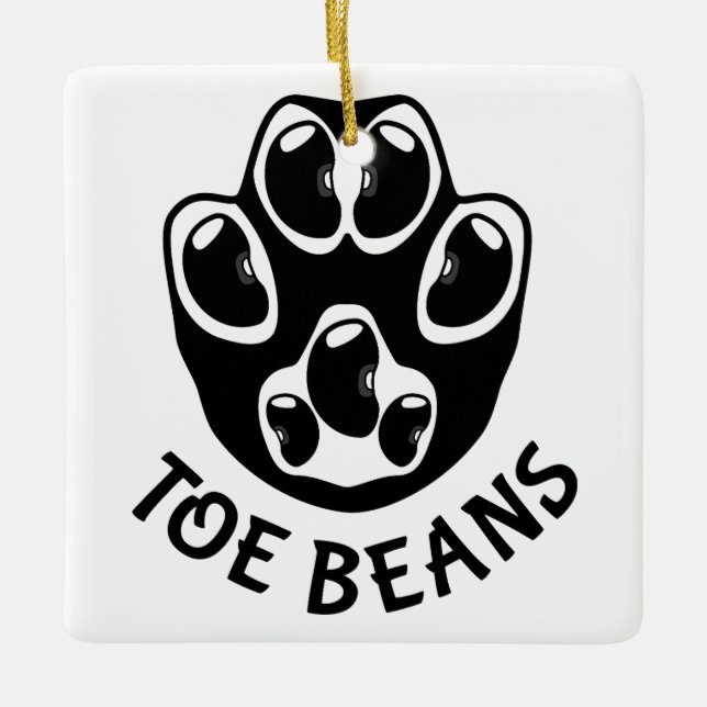 Toe Beans - Black Beans Ceramic Ornament (Front)