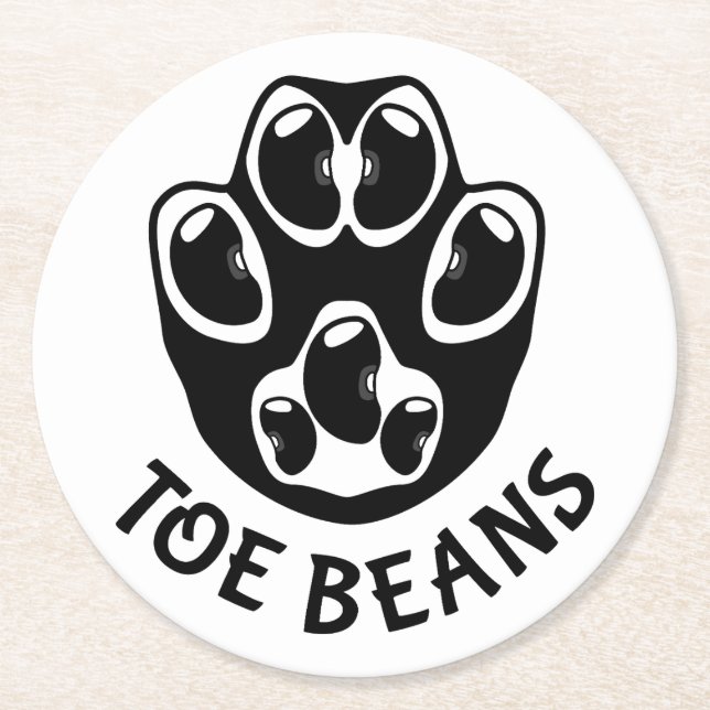 Toe Beans - Black Beans Round Paper Coaster (Front)