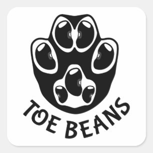 Toe Beans - Black Beans Square Sticker