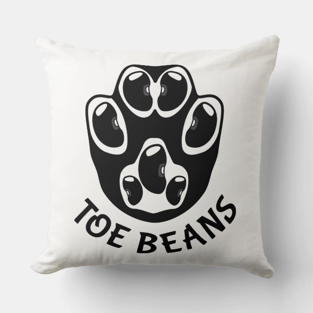 Toe Beans - Black Beans Throw Pillow (Front)