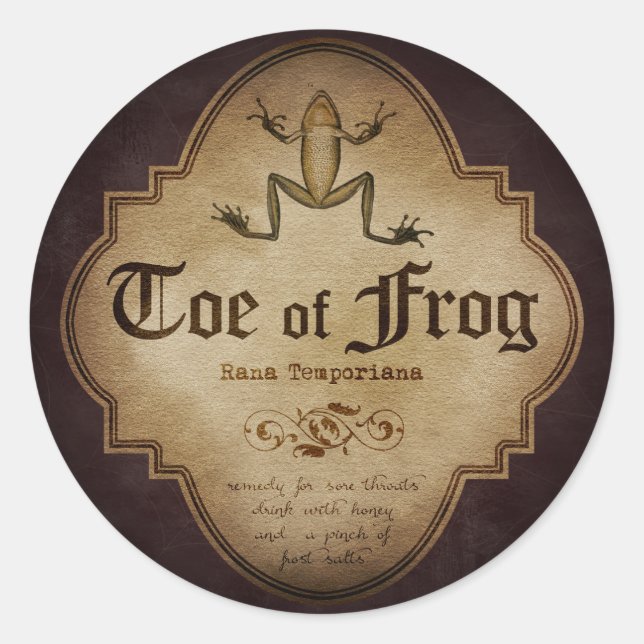Toe of Frog Apothecary Classic Round Sticker (Front)