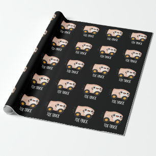 Toe Truck Funny Anatomy Body Parts Pun Dark BG Wrapping Paper