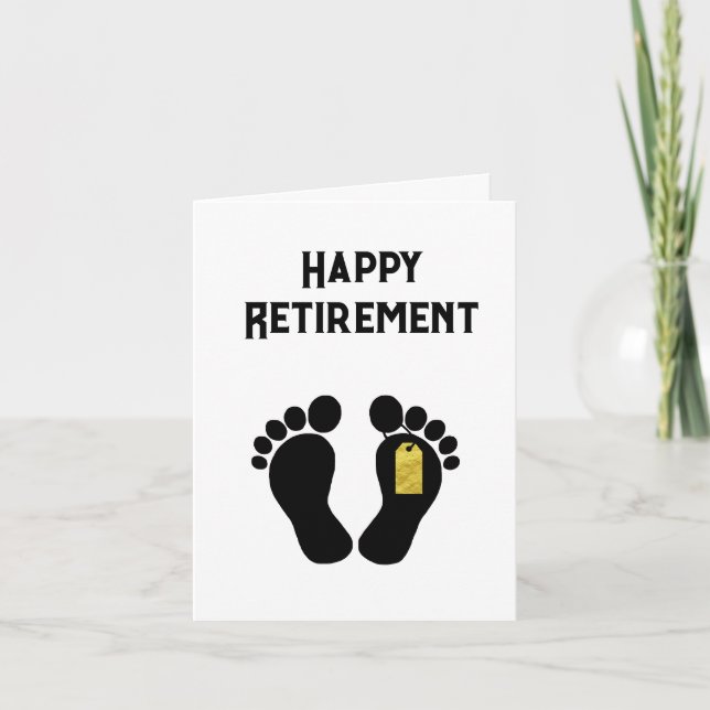 Toes Silhouette With Toe Tag Retirement Card (Front)