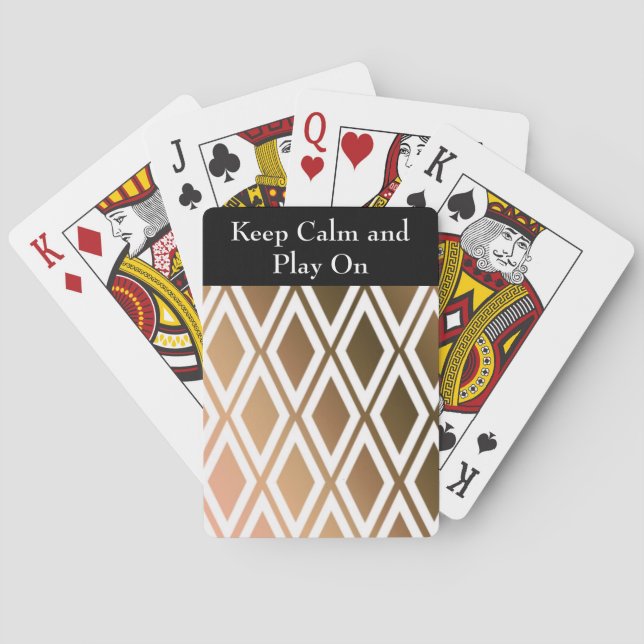 Toffee Brown and White Diamond Pattern Playing Cards (Back)