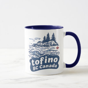 Tofino BC Canada Blue Minimalist Wave Beach Mug